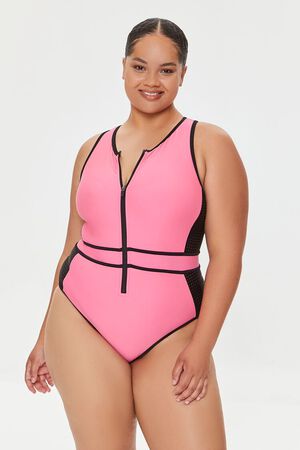 Details about   NWT Forever 21 Plus Hot Pink Strappy High Waisted Bikini SET cutouts caged XL 3X 